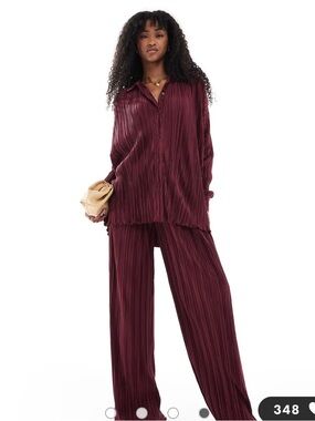 4th & Reckless Pleated Set – Burgundy Wine , Size XXL (fits oversized )